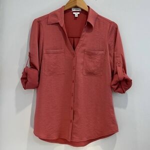 Women's Button-Up Blouse - Red